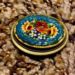 Beautiful Vintage Mini Mosaic Pin Made in Italy